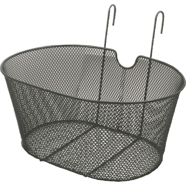 Front basket OVAL WITH HOOKS - black - black