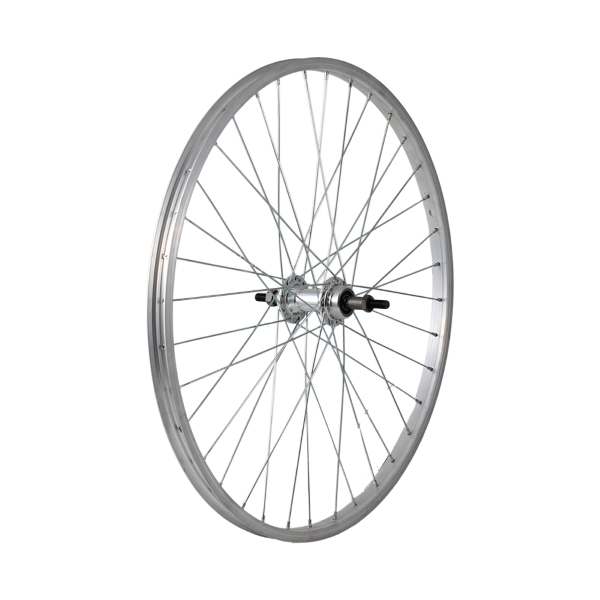 Easy Ruota posteriore a filetto MTB / TOURING 24x1,75 - Perno 3/8, cuscinetto, mozzo alluminio 6/7v, cerchio alluminio (dadi non inclusi) - Perno 3/8, cuscinetto, mozzo alluminio 6/7v, cerchio alluminio (dadi non inclusi)